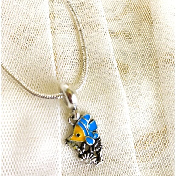 Colorful Enamel Fish Silverplated Pendant Sterling Silver Necklace 18" - Picture 2 of 6